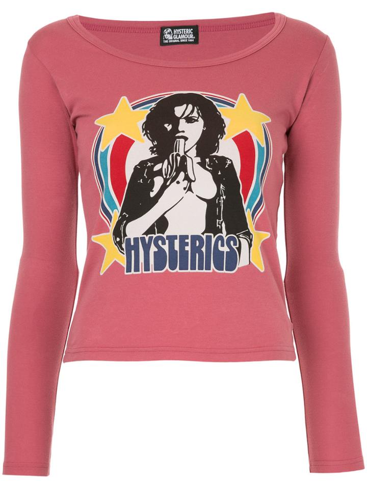 Hysteric Glamour Portrait Print T-shirt - Pink & Purple