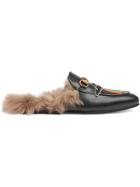 Gucci Princetown Leather Slipper With Appliqués - Black
