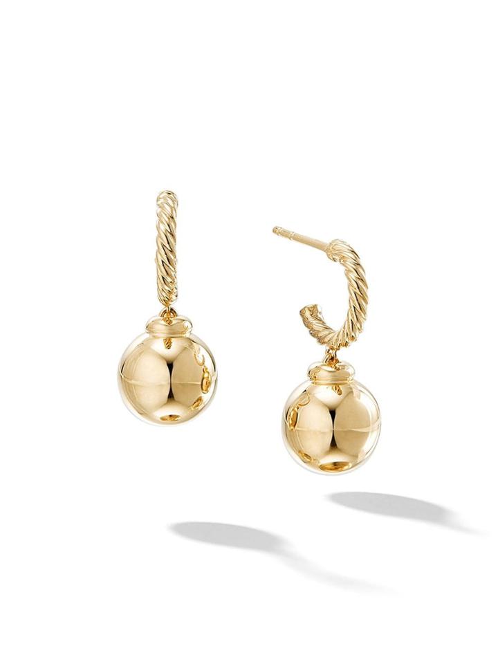 David Yurman 18kt Yellow Gold Solari Hoop Drop Earrings - 88bgg