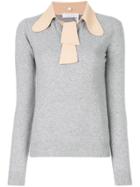 Chloé Tied Collar Knitted Top - Grey
