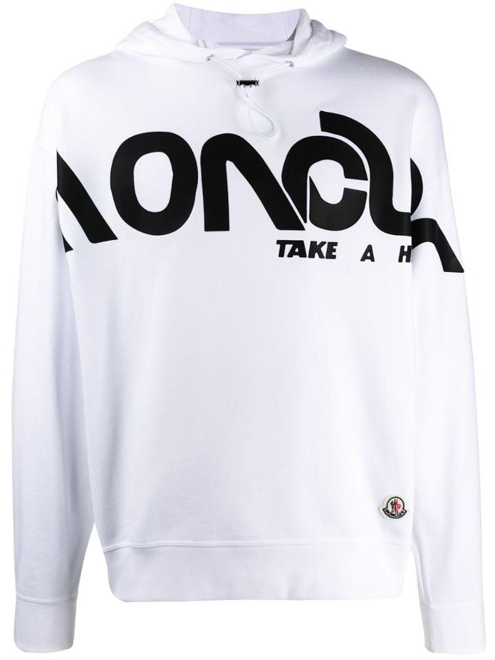 Moncler 1952 Logo Print Hoodie - White