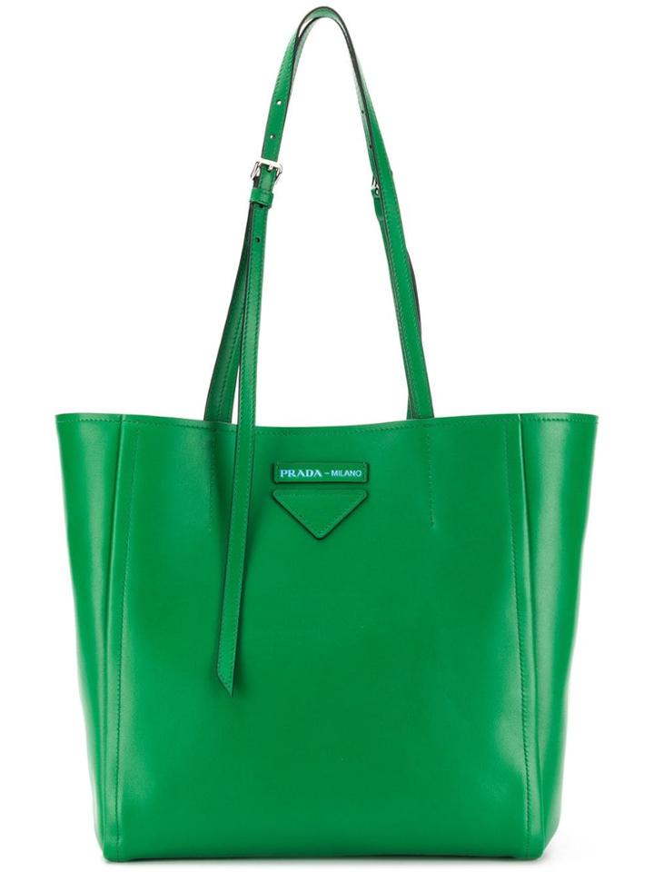 Prada Logo Shopping Tote - Green