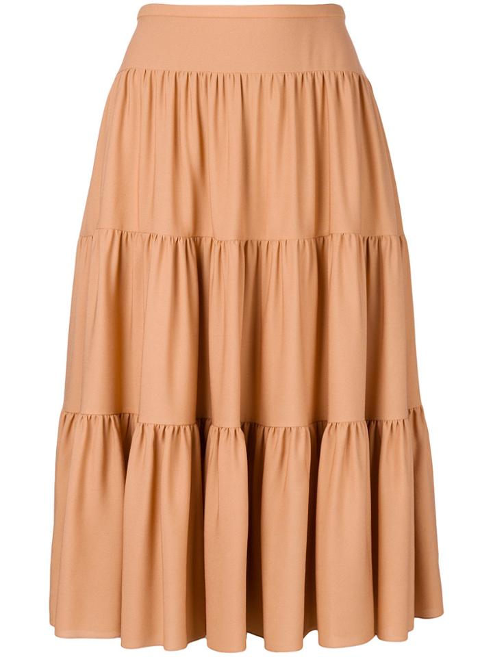 Chloé Tiered Midi Skirt - Nude & Neutrals