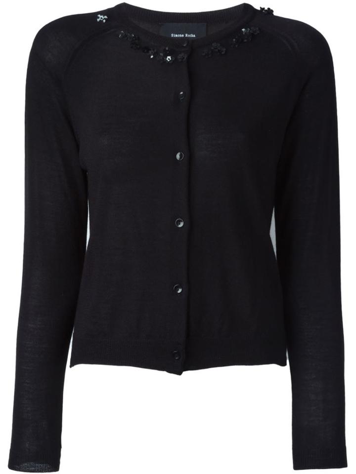 Simone Rocha Embellished Cardigan, Women's, Size: Small, Black, Silk/cashmere/merino