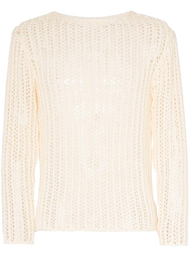 Jacquemus Relaxed Fit Knitted Net Jumper - Neutrals