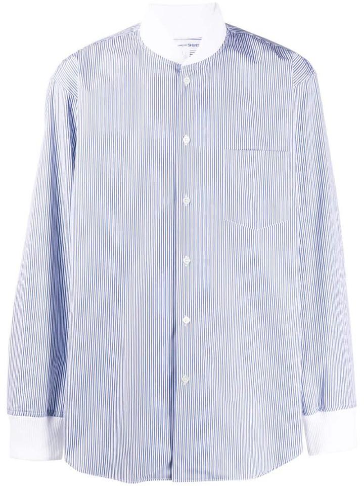 Comme Des Garçons Shirt Striped Bomber-style Shirt - Blue