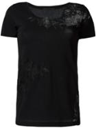 Ermanno Scervino Lace Detailing T-shirt, Women's, Size: 46, Black, Cotton/viscose/polyamide/polyester