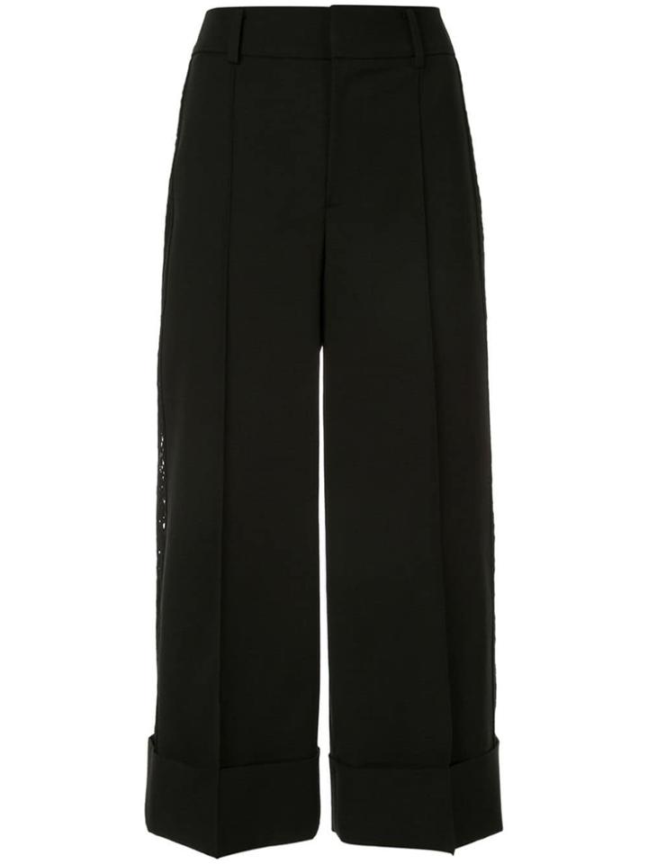 Goen.j Embellished Lace-trimmed Trousers - Black