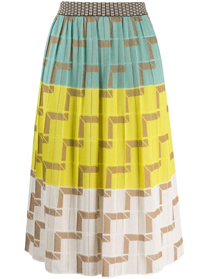 M Missoni Patterned Pleated Skirt - Blue