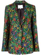 3.1 Phillip Lim Floral Detail Blazer, Women's, Size: 4, Green, Polyester/polyamide/silk/viscose