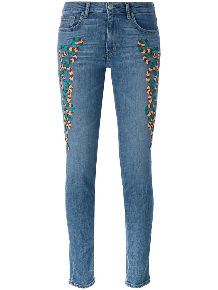 Sandrine Rose Embroidered Skinny Jeans - Blue