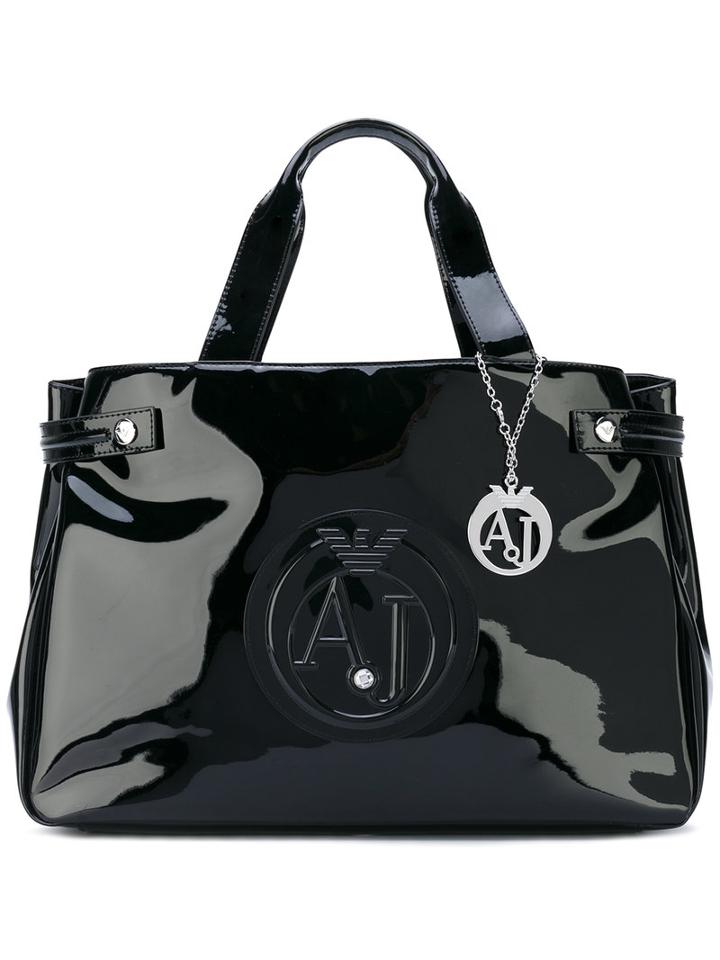 High Shine Tote Bag - Women - Polyester/viscose/pvc - One Size, Black, Polyester/viscose/pvc, Armani Jeans