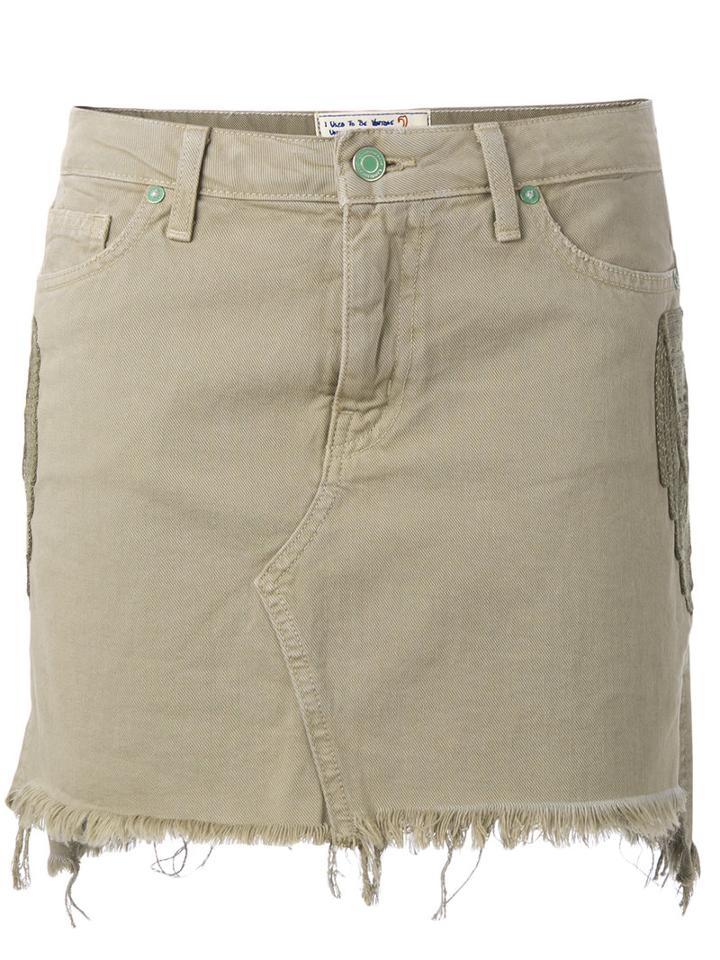 Sandrine Rose Denim Mini Skirt, Women's, Size: 27, Green, Cotton