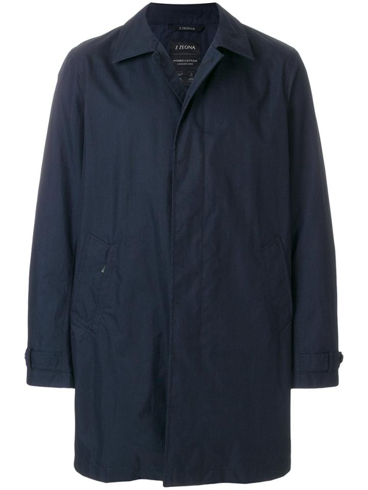 Z Zegna Classic Fitted Coat - Blue