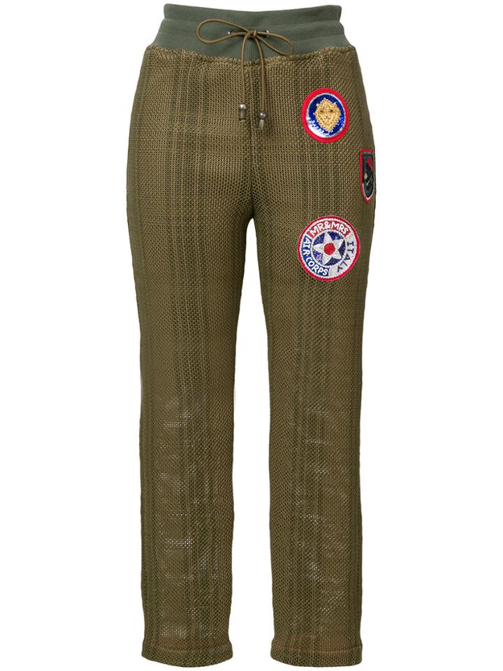 Mr & Mrs Italy Cropped Patch Trousers - Green