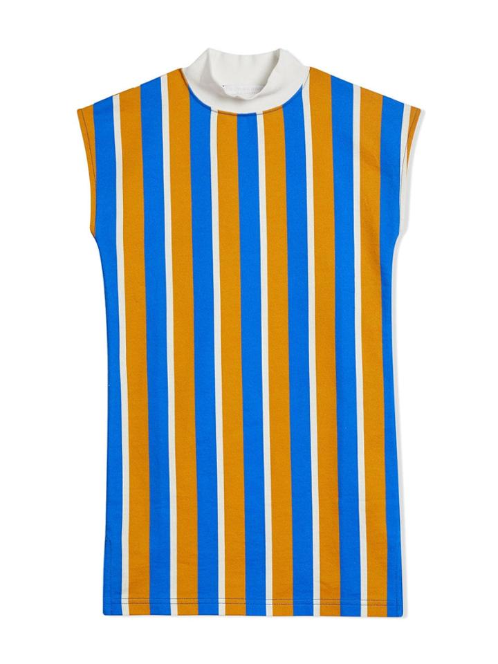 Burberry Kids Striped Cotton Turtleneck Dress - Yellow & Orange