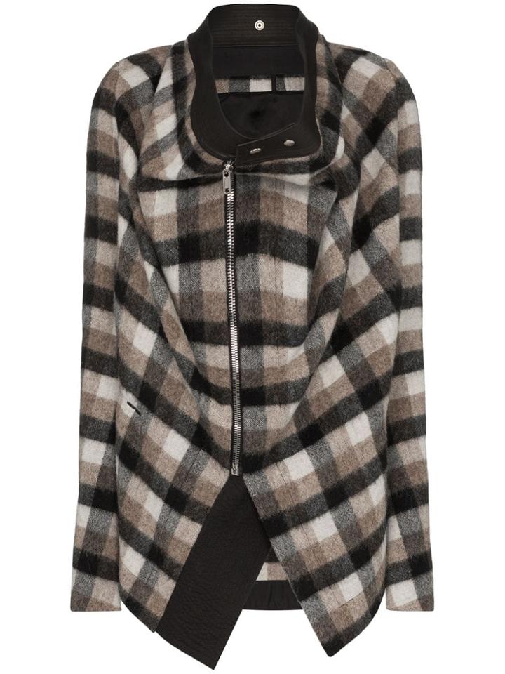 Rick Owens Draped Plaid Jacket - Black