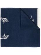 Alexander Mcqueen Beetle Motif Scarf - Blue