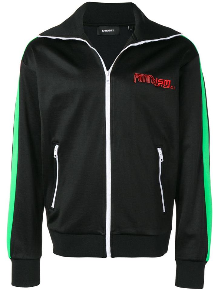 Diesel Contrast Logo Zip Sweatshirt - Black