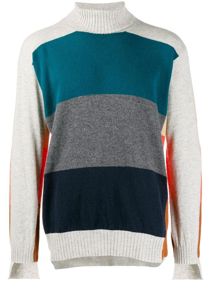 Maison Flaneur Panelled Turtle Neck Sweatshirt - Grey