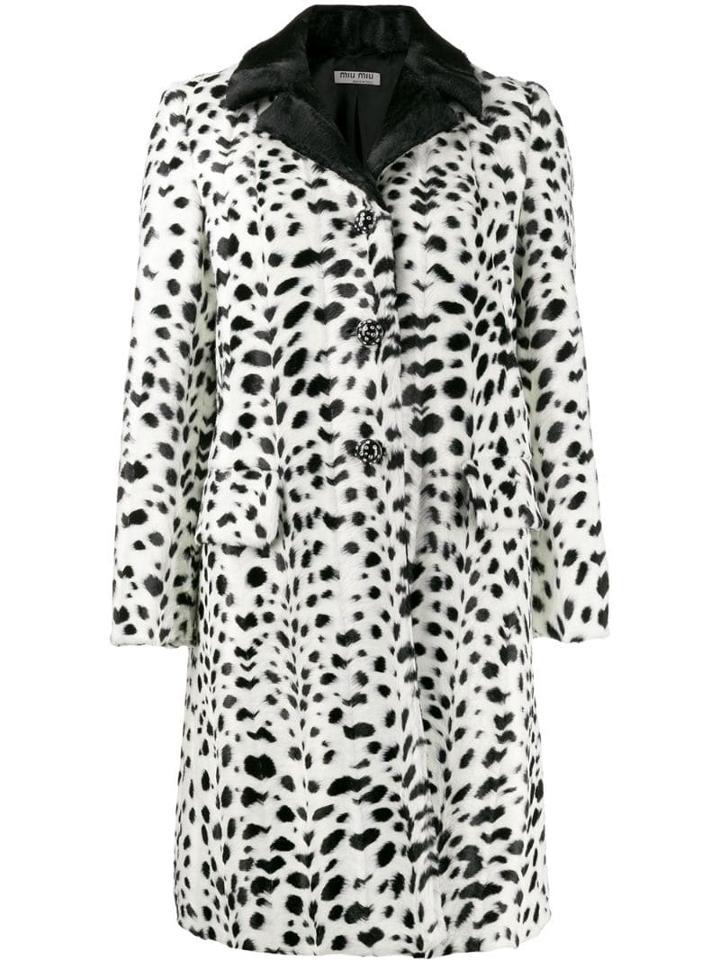 Miu Miu Polka Dot Printed Coat - White