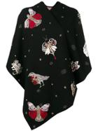 Alexander Mcqueen Butterfly Embroidered Shawl Knit - Black