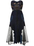 Jonathan Simkhai Grommet Lariat Lace Bustier Midi Dress - Blue