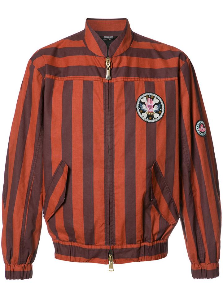Vivienne Westwood Man Striped Bomber Jacket, Men's, Size: 46, Yellow/orange, Cotton