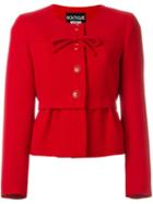 Boutique Moschino Front Bow Fitted Jacket, Women's, Size: 48, Red, Polyester/acetate/virgin Wool