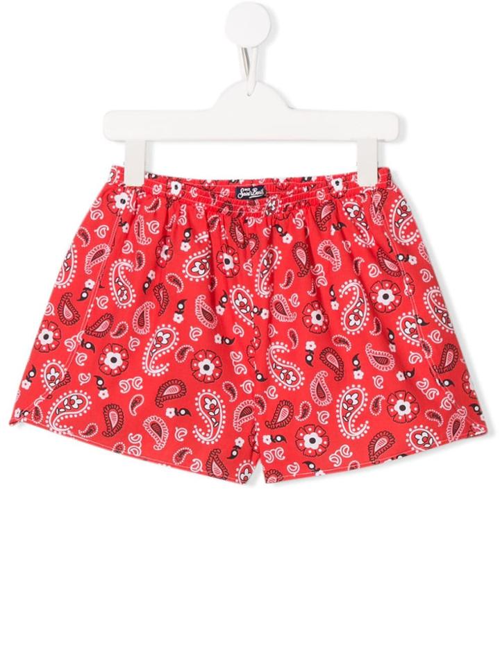 Mc2 Saint Barth Kids Bandana-styled Shorts - Red