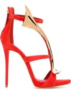 Giuseppe Zanotti Design Diva Sandals, Women's, Size: 37.5, Red, Chamois Leather/leather/metal Other