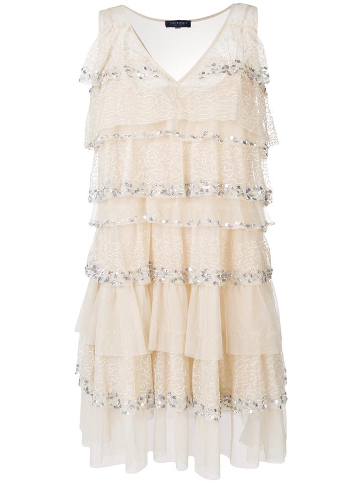 Twin-set Layered Shift Dress - Nude & Neutrals