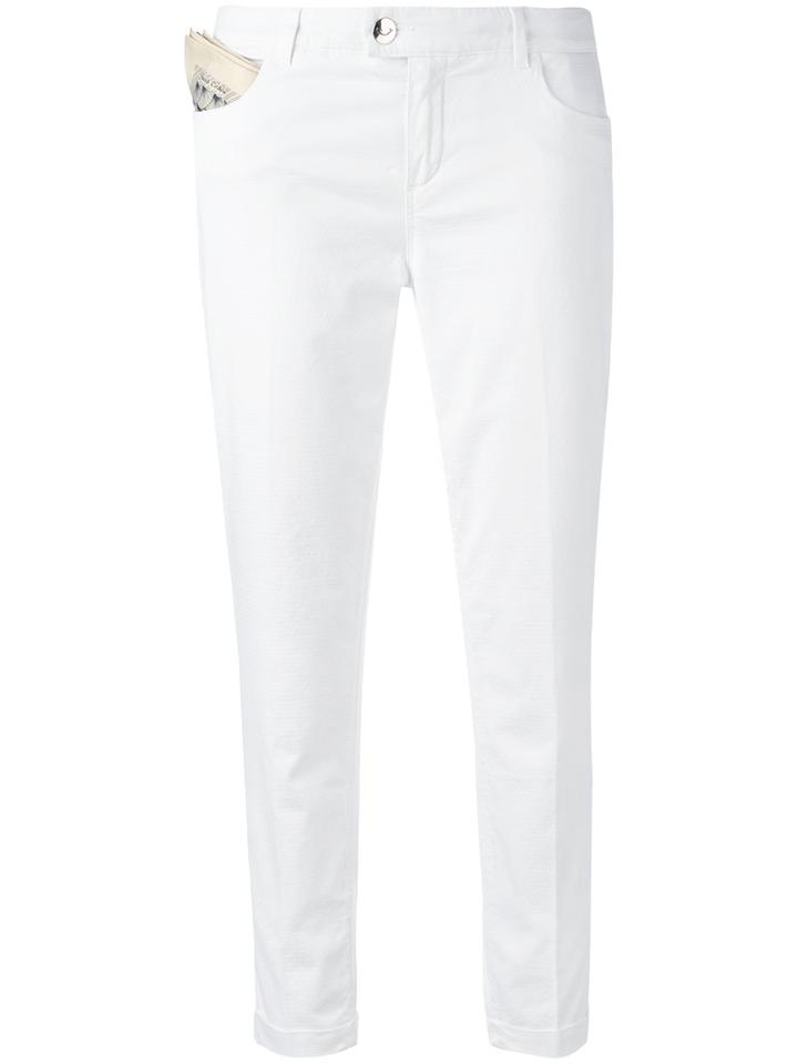 Jacob Cohen Handkerchief Cropped Trousers, Women's, Size: 29, White, Cotton/spandex/elastane