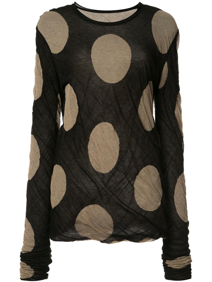 Uma Wang Dotted Longsleeved T-shirt, Women's, Size: Medium, Black, Cotton