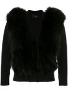 Andrea Bogosian Fur Trim Cardigan - Black