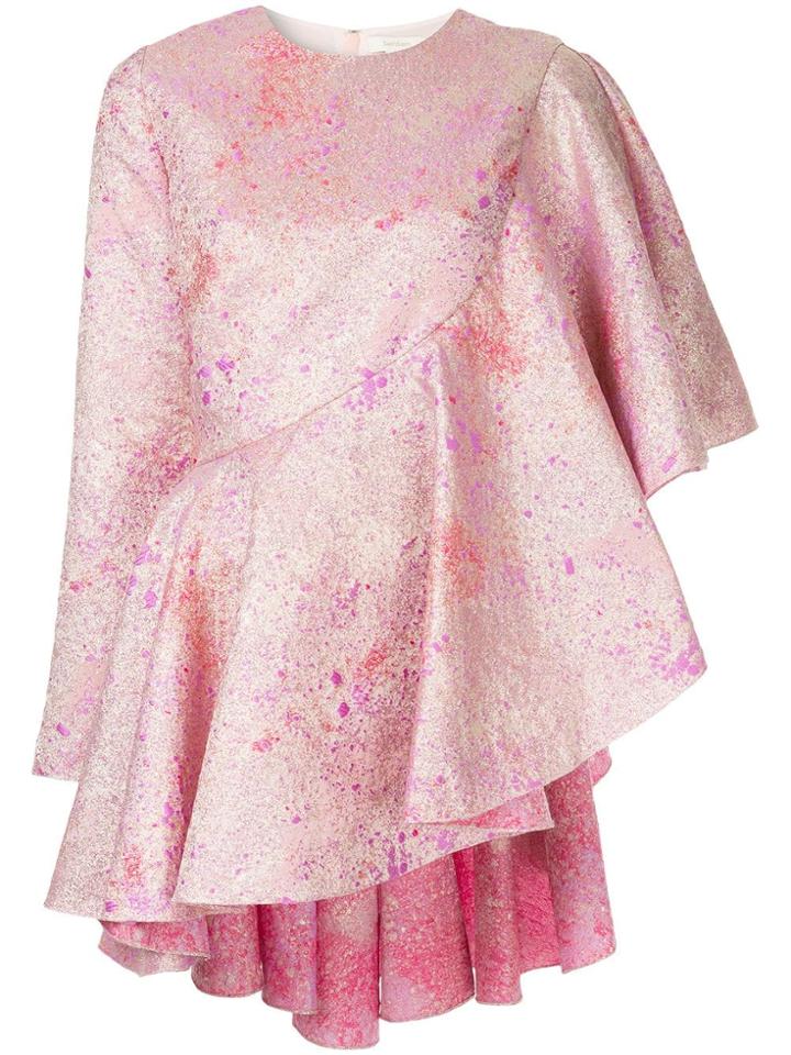 Semsem Paint Splatter Peplum Blouse - Pink & Purple