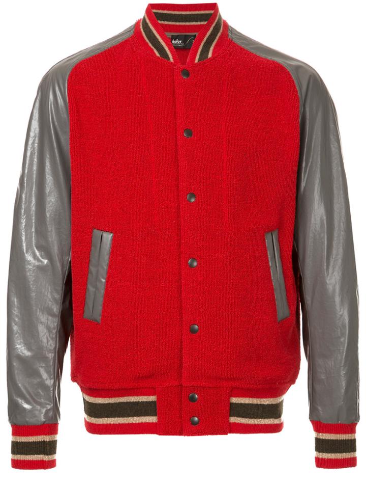 Kolor Contrast Bomber Jacket - Red