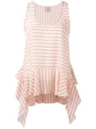 Nude Striped Soft Peplum Vest, Women's, Size: 40, Pink/purple, Cupro
