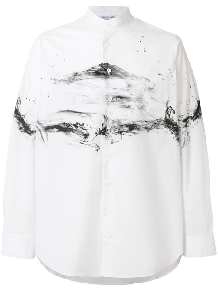 Neil Barrett Marbled Mandarin Collar Shirt - White