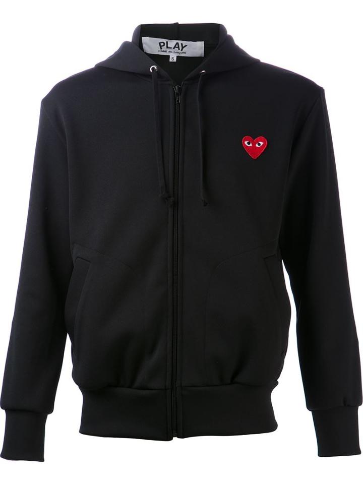 Comme Des Garçons Play Embroidered Heart Hoodie, Men's, Size: Small, Black, Polyester