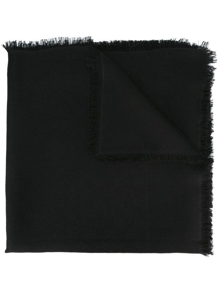 Gucci Gg Jacquard Shawl, Women's, Black, Wool/silk