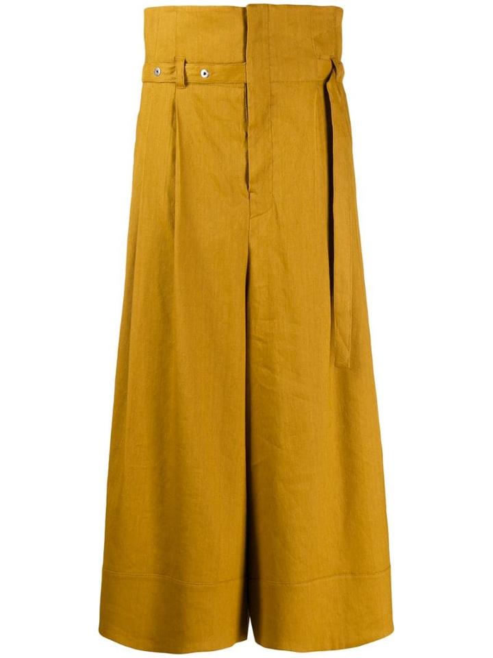 Mrz Paperbag Cropped Wide Leg Trousers - Yellow