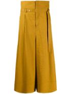 Mrz Paperbag Cropped Wide Leg Trousers - Yellow