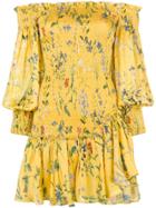 Alexis Floral Off Shoulder Ruched Dress - Yellow & Orange