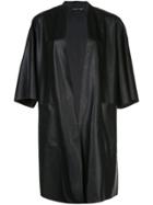 Natori Faux Leather Kimona Coat - Black