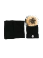 Moncler Kids Hat And Scarf Set, Boy's, Size: 44 Cm, Black