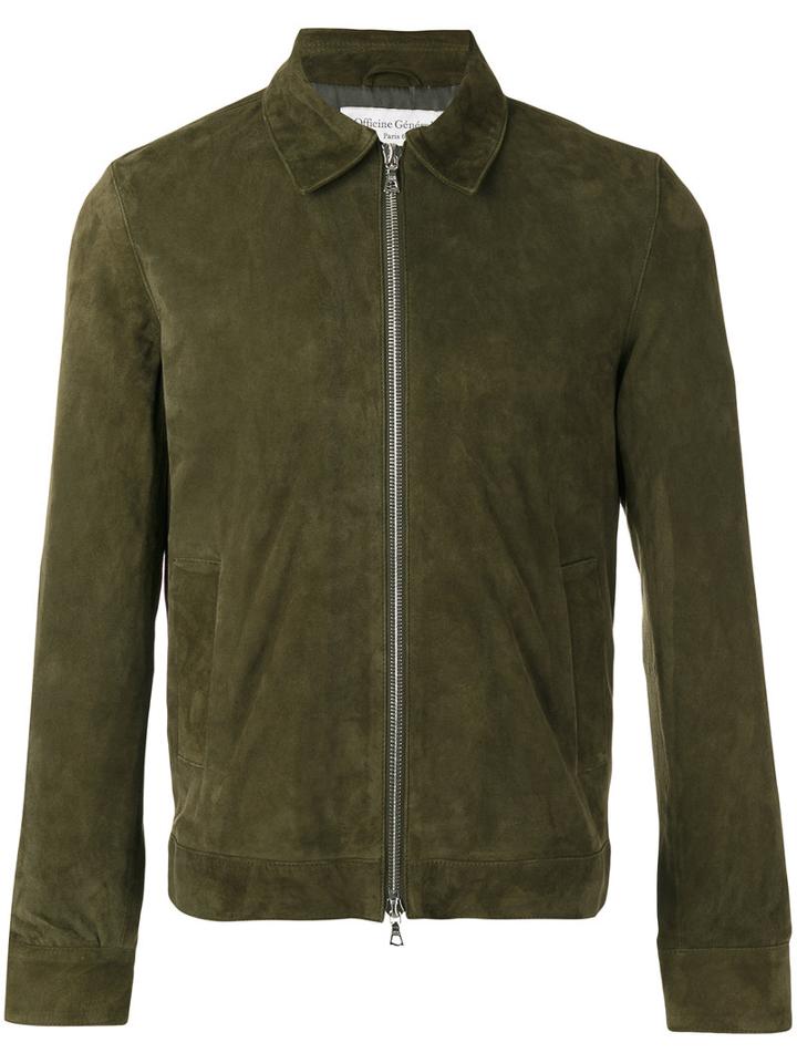 Officine Generale - Zipped Jacket - Men - Suede/acetate/viscose - L, Green, Suede/acetate/viscose