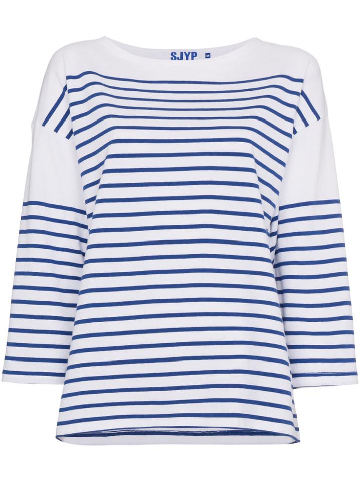 Sjyp Everyday Blue Long Sleeve Top - White