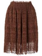 Ermanno Scervino Plissé Pleated Lace Skirt