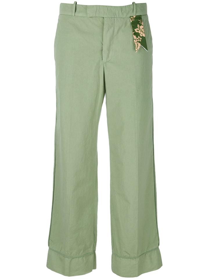The Gigi Cropped Straight Leg Trousers - Green